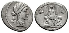 Roman Imperatorial Julius Caesar. Denarius. 46-45 BC. Galia. (Ffc-11). (Craw-468/1). (Tesorillo-Julia 6, Plate Coin). Anv.: Diademed head of Venus right, Cupid on shoulder. Rev.: Gallia and a Gaulish 
