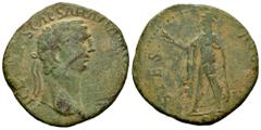 Roman Imperial Claudius. Sestertius. 41-50 d.C. Rome. Spanish imitation. (Ric-I 99). (Bmcre-124). (Tesorillo-Imit. Hispana 6, Plate Co). Anv.: TI CLAVDIVS CAESAR AVG (P M TR P IMP), laureate head to r