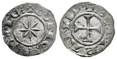 Condado de Embrun. Bertran de Urgell (1150-1207). Dinero. Embrun. (Cru C.G-2043a). (Cru V.S-183.1). Ve. 0,91 g. Buen ejemplar. Rara. Ex Áureo 345 (13/02/2020), lote 197; Ex Áureo 111-3 (16/12/1999), l