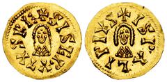 Visigothic Coins Sisebuto (612-621). Tremissis. Ispali (Sevilla). (Cnv-219). (R. Pliego-274a). Anv.: +SISEBVTVSRE. Rev.: +ISPALIPIVS. Au. 1,47 g. Original luster. Attractive specimen. Nice color. AU. 