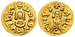 Visigothic Coins Sisebuto (612-621). Tremissis. Emérita (Mérida). (Cnv-258.8). (R. Pliego-285a). Anv.: +SISEBVTVSREX. Rev.: +EMERITAPIVS. Au. 1,41 g. Choice VF. Est...500,00. Spanish description: Sise