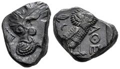 Greek Coins Attica. Athens. Tetradrachm. 350-294 BC. Eastern imitation. (Kroll-15). (Sng Cop-64). Anv.: Helmeted head of Athena right. Rev.: Owl standing right, head facing; olive sprig and crescent b