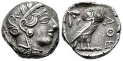 Greek Coins Pharaonic Kingdom of Egypt. Uncertain pharaoh. Tetradrachm. Late 5th-mid 4th centuries BC. Imitating Athens. (Cf. Van Alfen-Group III.A.1, Fig. 2). (Cf. Van Alfen-pl. 12, 8. Buttrey Type M