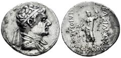 Greek Coins Greco-Baktrian Kingdom. Heliokles I Dikaios. Tetradrachm. 145-130 BC. (Bopearachchi-1U). (SNG Ans-642/8). Anv.: Diademed and draped bust to right. Rev.: Zeus standing facing half-left, wea