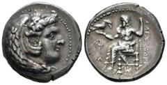 Greek Coins Kingdom of Macedon. Alexander III, "The Great". Tetradrachm. 336-323 BC. Babylon. Struck under Stamenes or Archon, circa 324/3. (Price-3635). Anv.: Head of Herakles to right, wearing lion 