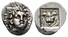 Greek Coins Rhodos. Rhodes. Hemidrachm. 125-88 BC. Antaios magistrate. (Jenkins-Group D, 107). (Hgc-6, 1463). Anv.: Radiate head of Helios facing slightly right. Rev.: Rose with bud to right; ANTAIOΣ 