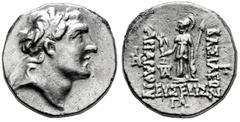 Greek Coins Cappadocian Kingdom. Ariarathes V Eusebes Philopator. Drachm. RY 33 = 130/29 BC. Eusebia-Mazaka. (Hgc-7, 811). (Simonetta-21b (Ariarathes IV)). Anv.: Diademed head right. Rev.: ΒΑΣΙΛΕΩΣ ΑΡ