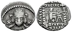Greek Coins Kingdom of Parthia. Meherdates (Usurper). Drachm. 49-50 AD. Ekbatana. (Sellwood-67.1 (Vonones II)). (Shore-368 (Vonones II)). (Sunrise-417/8). Anv.: Facing bust, wearing tiara with ear fla