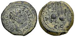 Celtiberian Coins Acci. Augustus period. Half unit. 28 BC-14 AC. Guadix (Granada). (Abh-36). (Acip-3004). Anv.: AVGVSTVS. DIVI. F. Laureate head of Augustus right. Rev.: Apex and simpulum, legend C.I.