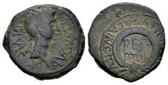 Celtiberian Coins Carthage Nova. Augustus period. Half unit. 27 BC - 14 AD. Cartagena (Murcia). (Abh-590). (Acip-3142). Anv.: AVGVSTVS. DIVI. F. Bare head of Augustus right. Rev.: Laurel wreath, in th