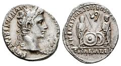Roman Imperatorial Augustus. Denarius. 7-6 BC. Lugdunum. (Ric-I 207). (Bmcre-519ff). (Rsc-43). Anv.: CAES(AR AVGVSTVS) DIVI F PATER PATRIAE, laureate head to right. Rev.: (AVGVSTI F) COS DESIG PRINC I