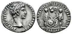 Roman Imperatorial Augustus. Denarius. 7-6 BC. Lugdunum. (Ric-I 207). (Bmcre-519ff). (Rsc-43). Anv.: CAESAR AVGVSTVS DIVI F PATER PATRIAE, laureate head to right. Rev.: AVGVSTI F COS DESIG PRINC IVVEN
