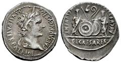 Roman Imperatorial Augustus. Denarius. 7-6 BC. Rome. (Ric-207). (Bmcre-433). (Rsc-43c). Anv.: CAESAR AVGVSTVS DIVI F PATER PATRIAE. Laureate head on the right. Rev.: AVGVSTI (F COS DESIG PRIN)C IVVENT