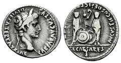 Roman Imperatorial Augustus. Denarius. 7-6 a. C. Lugdunum. (Ffc-22). (Ric-207). (Cal-852). Anv.: CAESAR AVGVSTVS DIVI. F. PATER. PATRIE, his laureate head right. Rev.: C.L. CAESARES AVGVSTI. F. COS. D