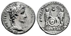 Roman Imperatorial Augustus. Denarius. 7-6 BC. Lugdunum. (Ric-I 207). (Bmcre-519ff). (Rsc-43). Anv.: (CAESAR AVGVSTVS) DIVI F PATER PATRIAE, laureate head to right. Rev.: AVG(VSTI F) COS DESIG PRINC I