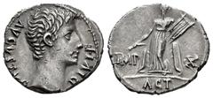 Roman Imperatorial Augustus. Denarius. 15-13 BC. Lugdunum. (Ffc-113). (Ric-171a). (S-144). Anv.: AVGVSTVS DIVI. F bare head of Augustus right. Rev.: IMP. - X., Apollo standing left, holding lyre and p