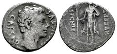 Roman Imperatorial Augustus. Denarius. 19 BC. Colonia Patricia (Córdoba). (Ffc-175). (Ric-82a). (Cal-742). Anv.: CAESAR AVGVSTVS bare head of Augustus right. Rev.: SIGNIS RECEPT(IS) at sides of Mars s