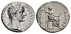 Roman Imperial Tiberius. Denarius. 14-37 AD. Lugdunum. (Ric-I 30 corr.). (Bmcre-48). (Rsc-16a). Anv.: TI CAESAR DIVI AVG F AVGVSTVS, laureate head to right. Rev.: PONTIF MAXIM, Livia, as Pax, seated t