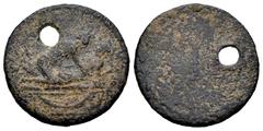 Roman Imperial Time of Tiberius. Erotic tessera (Spintriae). 22/3-37 AD. (NumChron-5/XI (1973)). (Simonetta-Riva-Le tessere erotiche 3/6C). Anv.: Erotic scene with a female figure lying face down on a