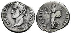 Roman Imperial Galba. Denarius. 68 d.C. Tarraco. Guerras Cántabras. (Ric-193 var). Anv.: IMP SER GALBA CAESAR AVG. Laureate head left. Rev.: HISPANIA. Hispania advancing left, holding poppy, corn-ears