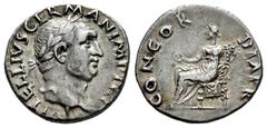 Roman Imperial Vitellius. Denarius. April-December AD 69. (Ric-73). (Bmcre-7). (Rsc-20). Anv.: A VITELLIVS GERMAN IMP TR P, laureate head right. Rev.: CONCORDIA P R, Concordia seated left, holding pat