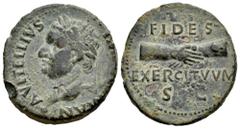 Roman Imperial Vitellius. Unit. 69 d.C. Tarraco. (Ric-I 42). (Bmc-103). (Ch-34). Anv.: A VITELLIVS (IMP GER)MAN. Laureate head of Vitellius to left, with globe at point of neck. Rev.: FIDES - EXERCITV
