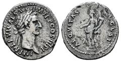 Roman Imperial Nerva. Denarius. 97 AD. Rome. (Ric-II 13). (Bmcre-24). (Rsc-6). Anv.: IMP NERVA CAES AVG P M TR P COS III P P, laureate head to right. Rev.: AEQVITAS AVGVST, Aequitas standing facing, h