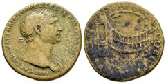 Roman Imperial Trajan. Sestertius. 107-110 AD. Rome. (Ric-569). (Woytek-314bC). (Bmc-848). Anv.: IMP CAES NERVAE TRAIANO AVG GER DAC P M TR (P COS VI P P) Laureate head of Trajan to right, with slight