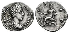 Roman Imperial Commodus. Denarius. 177-178 AD. Rome. (Ric-654 var.). (Bmc-766). (C-66 var.). Anv.: L COMMODVS AVG Laureate and draped bust to right. Rev.: COS P P Salus seated left, feeding serpent, r