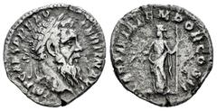 Roman Imperial Pertinax. Denarius. 193 AD. Rome. (Ric-IV 4a). (Bmcre-8). (Rsc-20). Anv.: IMP CAES P HELV PERTIN AVG, laureate head to right. Rev.: LAETITIA TEMPOR COS II, Laetitia standing facing, hea