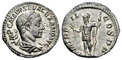 Roman Imperial Severus Alexander. Denarius. 223 AD. Rome. (Ric-IV 23). (Bmcre-92). (Rsc-231). Anv.: IMP C M AVR SEV ALEXAND AVG, laureate and draped bust to right. Rev.: P M TR P II COS P P, Mars stan