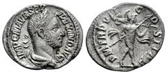 Roman Imperial Severus Alexander. Denarius. 227 AD. Rome. (Ric-IV 61). (Bmcre-409). (Rsc-305). Anv.: IMP C M AVR SEV ALEXAND AVG, laureate and draped bust to right. Rev.: P M TR P VI COS II P P, Mars 