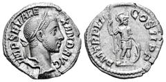 Roman Imperial Severus Alexander. Denarius. 228 AD. Rome. (Ric-IV 83). (Bmcre-503). (Rsc-337). Anv.: IMP SEV ALEXAND AVG, laureate head to right. Rev.: P M TR P VII COS II P P, Mars standing to right,