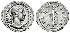 Roman Imperial Severus Alexander. Denarius. 231-235 AD. Rome. (Ric-254). (Rsc-546). Anv.: IMP ALEXANDER PIVS AVG. Laureate and draped bust right. Rev.: SPES PVBLICA, Spes walking to left, holding flow