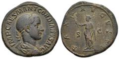 Roman Imperial Gordian III. Sestertius. 238-239 AD. Rome. (Ric-IV 256a). (C-176). Anv.: IMP CAES M ANT GORDIANVS AVG, laureate, draped and cuirassed bust to right. Rev.: PAX AVGVSTI, Pax standing to l