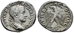 Roman Imperial Gordian III. Seleucis and Pieria. Tetradrachm. 242-244 AD. Antioch. (RPC-2). (McAlee-860). Anv.: AYTOK K M ANT ΓOΡΔΙΑΝΟC CЄB, laureate, draped and cuirassed bust to right. Rev.: ΔΗMAΡX 