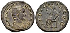 Roman Imperial Otacilia Severa. Sestertius. 244-249 AD. Rome. (Ric-IV 209a). (C-55). Anv.: MARCIA OTACIL SEVERA AVG, diademed and draped bust to right. Rev.: PVDICITIA AVG, Pudicitia, veiled, seated t