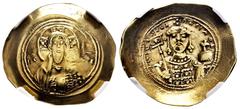 Byzantine Empire Michael VII Ducas. Histamenon nomisma. 1071-1078 AD. Constantinople. (Doc-2d). (Sear-1868). Anv.: Half-length bust of Christ Pantokrator facing; IC-XC across fields. Rev.: ⧾ MIXAHΛ RA
