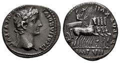 Roman Imperial Tiberius. Denarius. 15-16 AD. Lugdunum. (Ric-4). (Bmcre-7). (Rsc-48). Anv.: TI CAESAR DIVI AVG F AVGVSTVS, laureate head right. Rev.: TR POT XVII, Tiberius, laureate and cloaked, standi