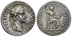 Roman Imperial Tiberius. Denarius. 14-37 AD. Lugdunum. (Ric-I 30 corr.). (Bmcre-48). (Rsc-16a). Anv.: TI CAESAR DIVI AVG F AVGVSTVS, laureate head to right. Rev.: PONTIF MAXIM, Livia, as Pax, seated t