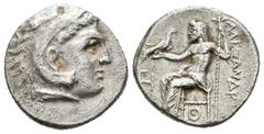 Greek Coins Imperio Macedonio. Alejandro III Magno. Dracma. 336-323 a.C. Incierta. (Müller-1678). Anv.: Cabeza de Heracles a derecha recubierta con piel de león. Rev.: Zeus sentado a izquierda con cet