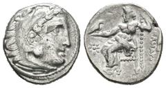 Greek Coins Imperio Macedonio. Alejandro III Magno. Dracma. 323-319 a.C. Kolophon. (Price-1759). Anv.: Cabeza de Heracles a derecha recubierta con piel de león. Rev.: Zeus sentado a izquierda con cetr