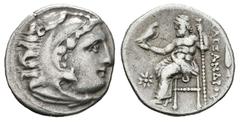 Greek Coins Imperio Macedonio. Alejandro III Magno. Dracma. 323-319 a.C. Kolophon. (Price-1759). Anv.: Cabeza de Heracles a derecha recubierta con piel de león. Rev.: Zeus sentado a izquierda con cetr