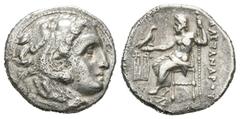 Greek Coins Imperio Macedonio. Alejandro III Magno. Dracma. 336-323 a.C. Kolophon. (Price-1786). Anv.: Cabeza de Heracles a derecha recubierta con piel de león. Rev.: Zeus sentado a izquierda con cetr
