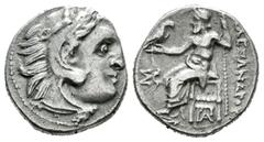 Greek Coins Imperio Macedonio. Alejandro III Magno. Dracma. 319-310 a.C. Kolophon. (Price-1792). (Müller-1607). Anv.: Cabeza de Heracles a derecha recubierta con piel de león. Rev.: Zeus sentado a izq
