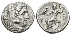 Greek Coins Imperio Macedonio. Alejandro III Magno. Dracma. 310-301 a.C. Kolophon. (Price-1801). (Müller-1336). Anv.: Cabeza de Heracles a derecha recubierta con piel de león. Rev.: Zeus sentado a izq