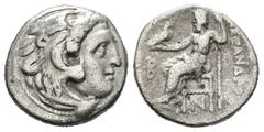 Greek Coins Imperio Macedonio. Alejandro III Magno. Dracma. 336-323 a.C. Kolophon. (Price-1801). (Müller-1336). Anv.: Cabeza de Heracles a derecha recubierta con piel de león. Rev.: Zeus sentado a izq
