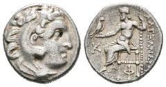 Greek Coins Imperio Macedonio. Alejandro III Magno. Dracma. 310-301 a.C. Kolophon. (Price-1823). Anv.: Cabeza de Heracles a derecha recubierta con piel de león. Rev.: Zeus sentado a izquierda con cetr