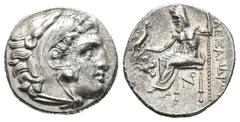 Greek Coins Imperio Macedonio. Alejandro III Magno. Dracma. 310-301 a.C. Lampsakos. (Price-1382). (Müller-612). Anv.: Cabeza de Heracles a derecha recubierta con piel de león. Rev.: Zeus sentado a izq