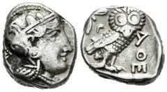 Greek Coins / Grecia Antigua Ática. Tetradracma-Tetradrachm. 300 a.C. Atenas. (Se-2537). Anv.: Busto femenino a derecha. Rev.: Lechuza a derecha mirando de frente. Ag. 17,01 g. MBC-. Est...200,00.